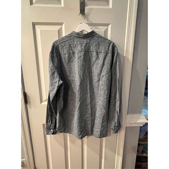 ONS Mens Blue Chambray Linen Blend Half Button Down Shirt XL EUC - Picture 6 of 8